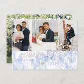 PixDezines Marble+Blush Pink De datum opslaan Briefkaart (Voorkant / Achterkant)