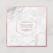 PixDezines Marble+Elegant Faux Roos Gold Monogram Vierkante Visitekaartje (Achterkant)