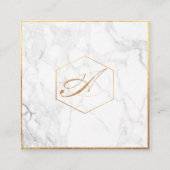 PixDezines Marble+Elegant Script Monogram letterty Vierkante Visitekaartje (Voorkant)