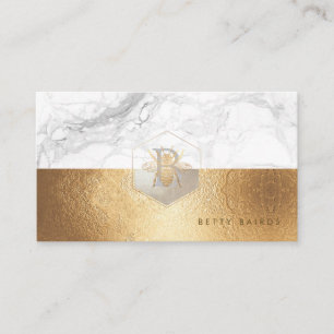 PIXDEZINES MARBLE FAUX GOLD BEE+HONEYCOMB VISITEKAARTJE