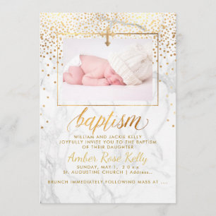 PixDezines Marble Faux Gold Stippen/Baptism Card Kaart