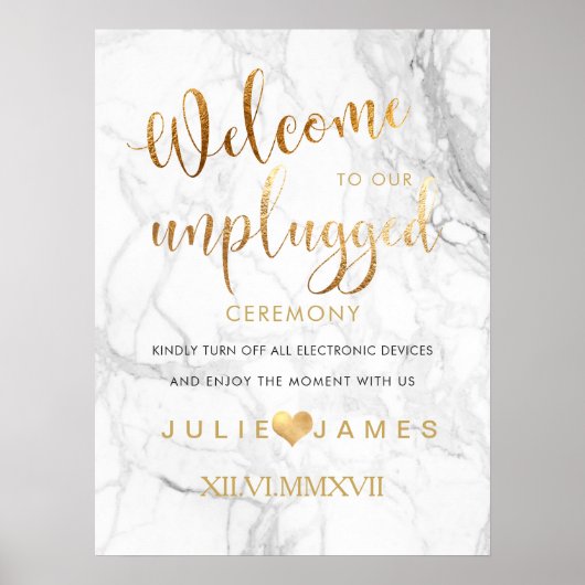 PixDezines Marble/Faux Gold/#UNPLUGGED Poster (Voorkant)