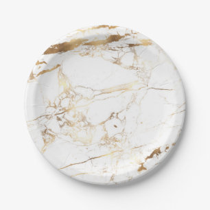 PixDezines Marble/Faux Gold Veins Papieren Bordje