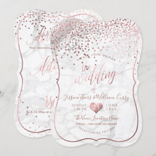 PixDezines Marble+Faux Roos Gold Confetti Wedding Kaart