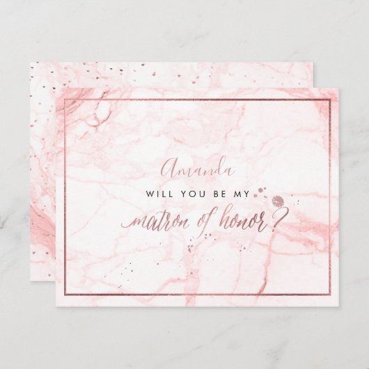 PixDezines Marble+Faux Roos Gold, Matron Kaart (Voorkant / Achterkant)