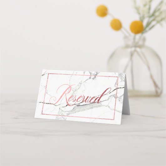 PixDezines Marble+Faux Roos Gold Reserved Sign (Voorkant)