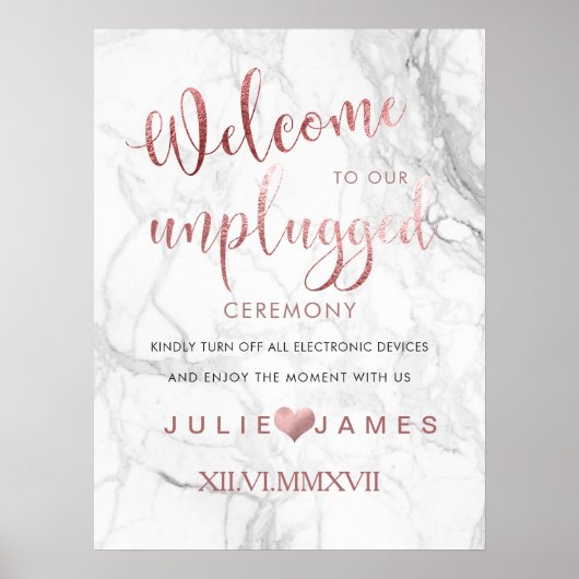 PixDezines Marble/Faux Roos Gold/#UNPLUGGED Poster (Voorkant)