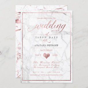 PixDezines Marble/Faux Roos Gold/Wedding Kaart