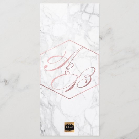 PixDezines Marble+Faux Roos Gold Wedding Program Programma (Achterkant)