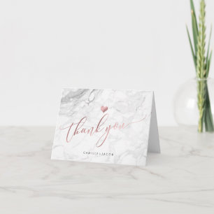 PixDezines Marble+Faux Roos Gold Weduwen Hartelijk Bedankkaart