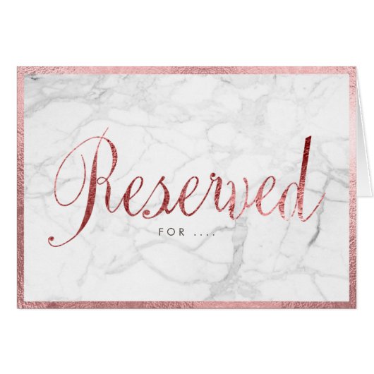 PixDezines Marble+Faux Rose Gold/Table Réservée (Devant Horizontal)