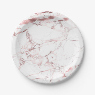 PixDezines Marble/Faux Rose Gold Veins Papieren Bordje