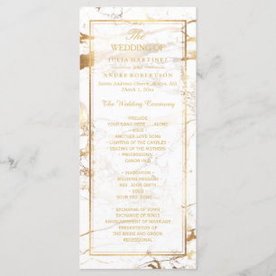 PixDezines Marble+Gold Veins Wedding Program Programma