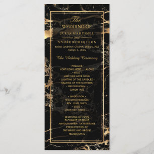 PixDezines Marble+Gold Veins Wedding Program Programma