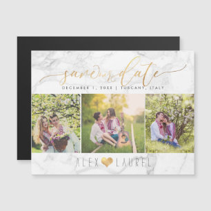 PixDezines Marble Save Our Date/Faux Gold Script Magnetische Uitnodiging