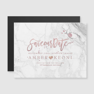 PixDezines Marble Save our Date/Faux Roos Gold Magnetische Uitnodiging