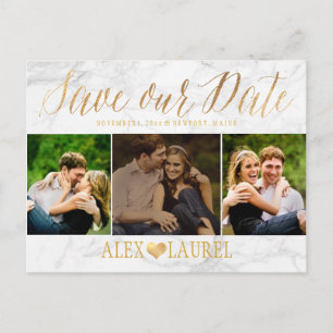 PixDezines MARBLE/SAVE OUR DATE/FUN SCRIPT Aankondigingskaart