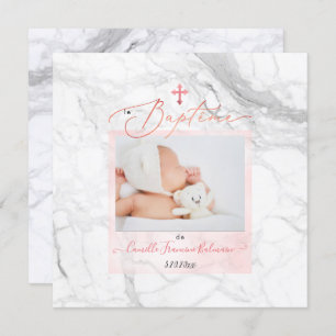 PixDezines Marbre Blanc, Baptême Fille Kaart