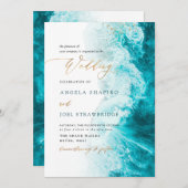 PixDezines Marine Waves Shoreline Beach Wedding Kaart (Voorkant / Achterkant)