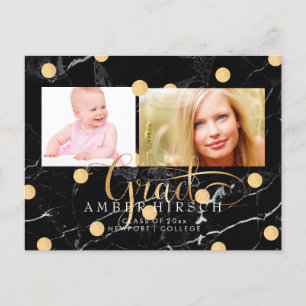 PixDezines Marmer/Nep Gouden Stippen Afstudeerfoto Uitnodiging Briefkaart