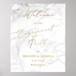 PixDezines Marmer + Nepgoud  Welkom Verlovingsfees Poster