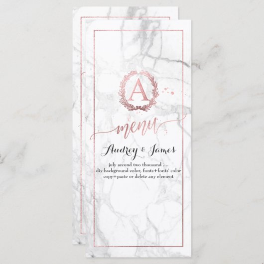 PixDezines Marmer/Shine Menu/Faux Roos Goud Menu (Voorkant / Achterkant)
