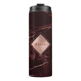 PixDezines MASALA RED MARBLE FAUX ROSE GOLD VEINS Thermosbeker