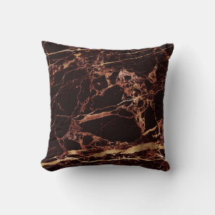 PixDezines Masala rood + blauw marmer + faux goud Kussen