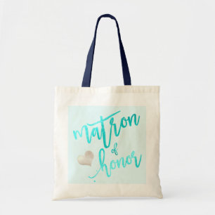 PixDezines Matron of Honor/Faux Folie Script/Aqua Tote Bag