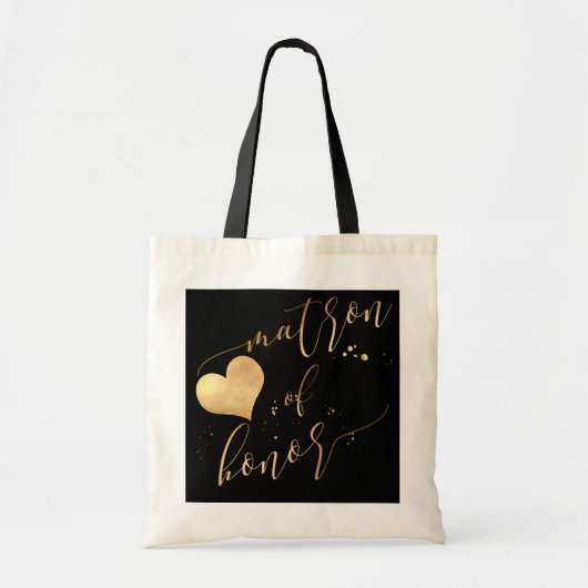 PixDezines Matron of Honor/Faux Gold Calligraphy Tote Bag (Voorkant)