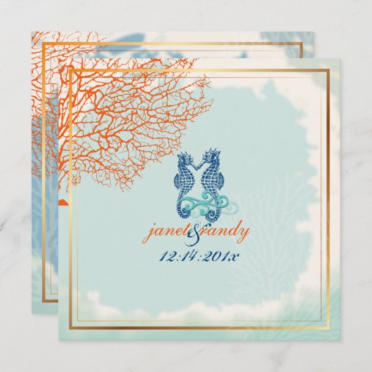 PixDezines maui coral+seahorse, strand Kaart (Voorkant / Achterkant)