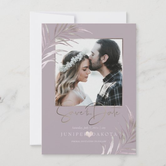 PixDezines MAUVE PALMEN SAVE THE DATE (Voorkant)