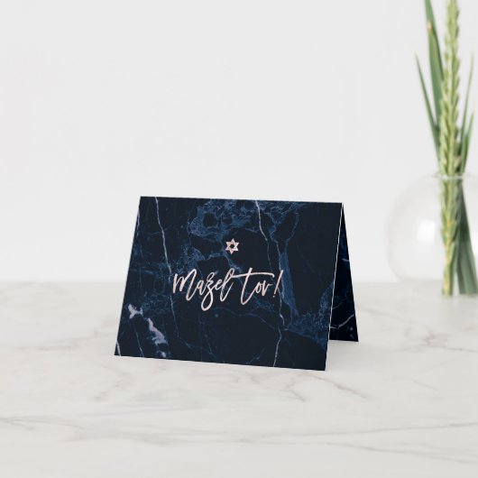 PixDezines Mazel Tov, Marble+ Blush Pink Script Kaart (Voorkant)