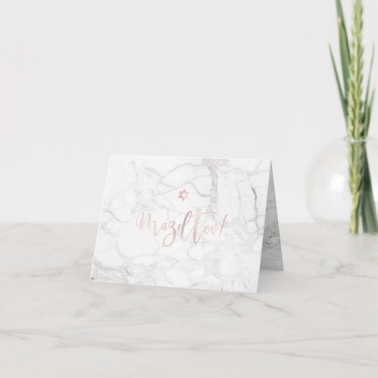 PixDezines Mazel Tov, Marble+ Blush Pink Script Kaart (Voorkant)