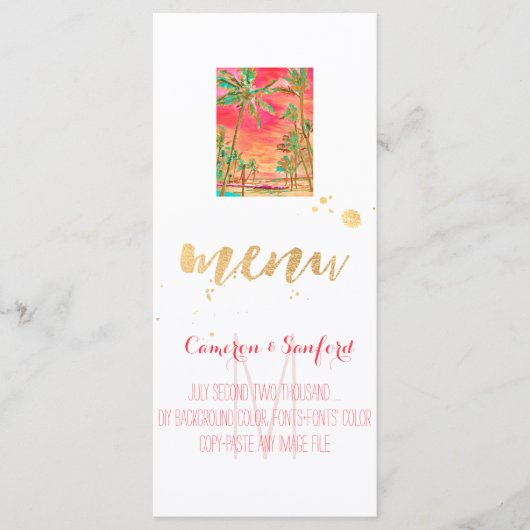 PixDezines menu  hawaii strand/koraal (Voorkant)