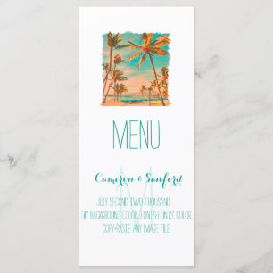 PixDezines menu Plage hawaii vintage/turquoise
