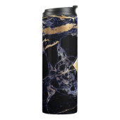 PixDezines MIDNIGHT BLUE MARBLE FAUX GOLD VEINS Thermosbeker (Gedraaid links)