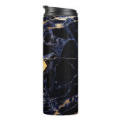 PixDezines MIDNIGHT BLUE MARBLE FAUX GOLD VEINS Thermosbeker (Geroteerd rechts)