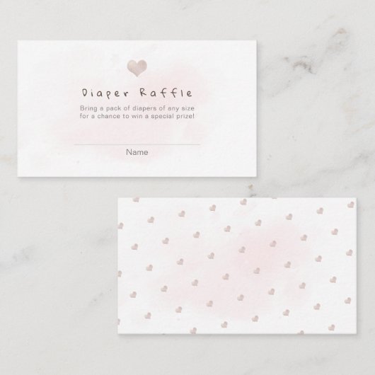 PixDezines Minder Waterverf Raffle Blush Heart Plaatskaartje (Voorkant / Achterkant)