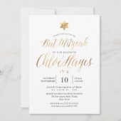 PixDezines Minimalist Gold Bat Mitswa, script Kaart (Voorkant)