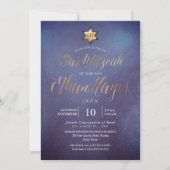 PixDezines minimalist Ombre Blue Mitzvah, script Kaart (Voorkant)