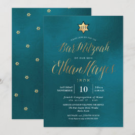 PixDezines Minimalistische Blauwgroen Bar Mitzvah, Kaart