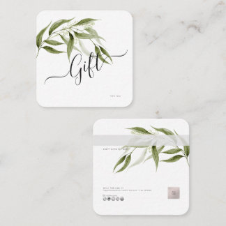 PixDezines Minimalistische Eucalyptus E-cadeaubon Vierkante Visitekaartje