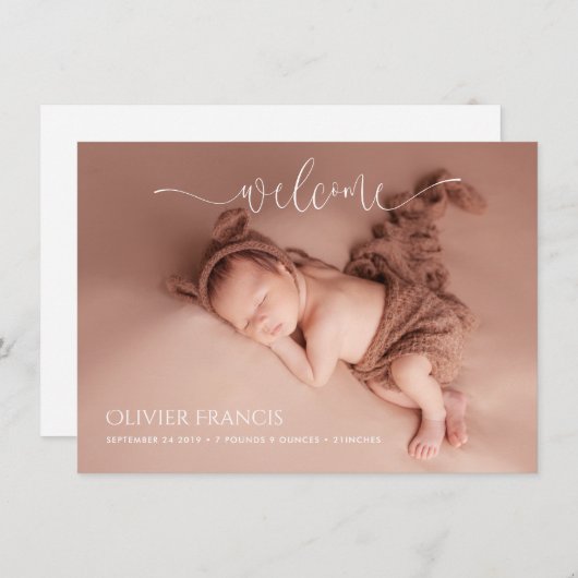 PixDezines minimalistische foto's geboorteaankondi Kaart (Voorkant / Achterkant)