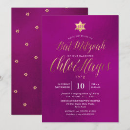 PixDezines Minimalistische Fuschia Mitzvah, script Kaart