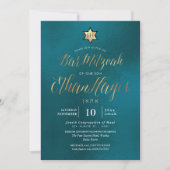 PixDezines Minimalistische Teal Bar Mitswa, Script Kaart (Voorkant)