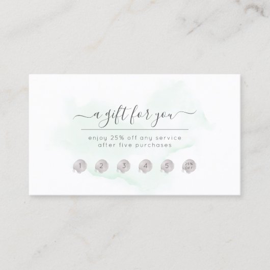 PixDezines Mint Green Waterverf Reward Card Visitekaartje (Voorkant)