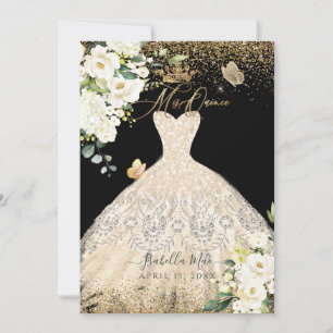 PixDezines Mis Quince Champagne Gold Glitter Gown Kaart