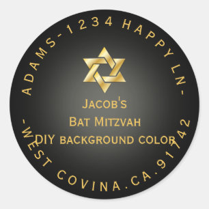 PixDezines mitzvah return address/DIY color Ronde Sticker
