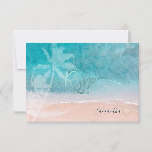PixDezines Mitzvah RSVP Beach Palm Trees (Voorkant)